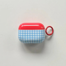 Load image into Gallery viewer, Red and Blue Checkered Cute Mushroom Pendant AirPods Case
