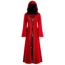 Load image into Gallery viewer, Official Medieval Dress Vampire Witch For Women Lace-up Hooded Cloak Robe
