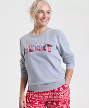Load image into Gallery viewer, Plaid Merry Applique Crewneck Sweatshirt with Stretch Cotton Blend
