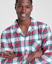 Load image into Gallery viewer, Plaid Cotton Pajama Set with Notch Collar Button Top and Drawstring Pants
