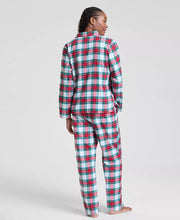 Load image into Gallery viewer, Cotton Plaid Pajamas with Button Up Chest Pocket Top and Adjustable Tie Waist Bottoms
