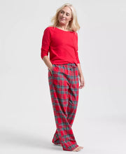 Load image into Gallery viewer, Plaid Pajama Set with Crewneck Pullover Top and Drawstring Pants in Cotton

