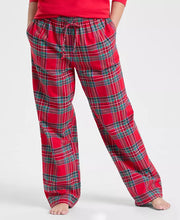 Load image into Gallery viewer, Plaid Pajama Set with Crewneck Pullover Top and Drawstring Pants in Cotton
