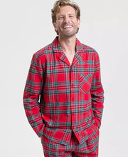 Load image into Gallery viewer, Plaid Flannel Lounge Set with Patch Pocket Shirt and Pull On Elastic Pants
