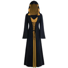 Load image into Gallery viewer, Official Medieval Dress Vampire Witch For Women Lace-up Hooded Cloak Robe
