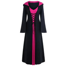 Load image into Gallery viewer, Official Medieval Dress Vampire Witch For Women Lace-up Hooded Cloak Robe
