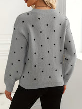 Load image into Gallery viewer, Womens Polka Dot Crew Neck Sweater with Soft Warm Knit and Relaxed Fit in Khaki or Gray
