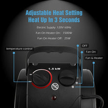 Load image into Gallery viewer, 1500W Greenhouse Heater with Dual Air Circulation and Overheat Protection, IPX4 Splash Resistant
