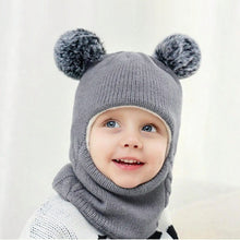 Load image into Gallery viewer, Cute Kids Winter Balaclava with Double Pom Poms
