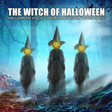 Load image into Gallery viewer, Glowing Sound Activated Witch Trio Yard Decoration
