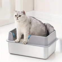 Load image into Gallery viewer, Stainless Steel Cat Litter Box | Non-Stick, High Wall Enclosure
