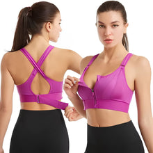 Load image into Gallery viewer, Adjustable Zip-Front Sports Bra with Underwire Support and Push-Up Design
