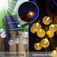 Load image into Gallery viewer, Solar Globe String Lights Outdoor with 200 LED Warm White Bubbles for Patio Garden and Holiday Decor
