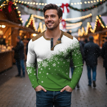 Load image into Gallery viewer, Christmas Snowflake Gradient 3D Print Henley Shirt for Men
