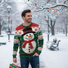 Load image into Gallery viewer, Reindeer and Snowman 3D Print Mens Long Sleeve Christmas Sweatshirt
