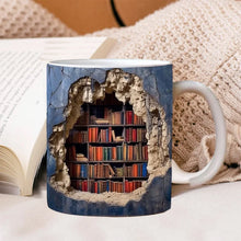 Load image into Gallery viewer, 3D Library Bookshelf Mug, Coffee Mugs Gift for Book
