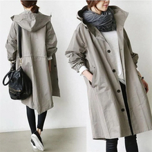 Load image into Gallery viewer, Hooded Waterproof Trench Coat
