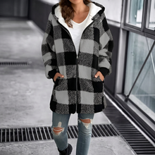 Load image into Gallery viewer, Women Oversized Hoodie Plaid Loose Overcoat
