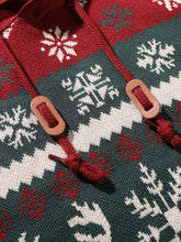 Load image into Gallery viewer, Christmas Hooded Sweater with Reindeer, Snowflake and Star Patterns and a Drawstring Hood in Two Styles
