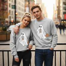 Load image into Gallery viewer, Cartoon Ghost Print Crewneck Sweatshirt for Street and Casual Style
