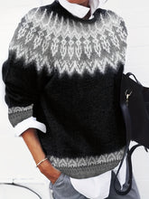 Load image into Gallery viewer, Womens Chunky Jacquard Round Neck Sweater with a Nature Inspired Pattern in Eight Colors
