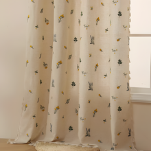 Load image into Gallery viewer, Rustic Linen Wheat Embroidered Fringe Curtain Panel for Living Room and Bedroom Windows
