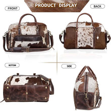 Load image into Gallery viewer, Cowhide Leather Duffle Bag, Handmade Unisex Travel Weekender
