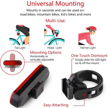 Load image into Gallery viewer, USB Rechargeable Rear Bike Tail Light – Ultra-Bright Red LED Cycle Safety Light
