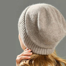 Load image into Gallery viewer, Cashmere Satin Lined Knit Beanie Hat
