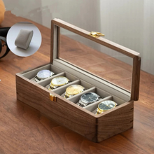 Load image into Gallery viewer, Walnut Watch Collection Box with Glass Top Display
