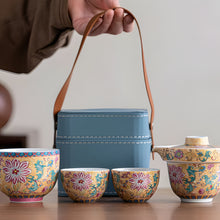 Load image into Gallery viewer, Portable Enamel Travel Tea Set with Teapot and Three Cups
