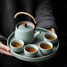 Load image into Gallery viewer, Elegant Ceramic Kung Fu Tea Set with Tray, Teapot and Cups
