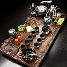 Load image into Gallery viewer, Solid Wood Tea Tray and Purple Sand Kung Fu Tea Set
