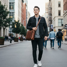 Load image into Gallery viewer, Jupiter Leather Messenger Bag, Full Grain Buffalo Leather Laptop Satchel
