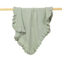 Load image into Gallery viewer, Ruffle Baby Blanket Embroidered Soft Knitted Newborn Blanket
