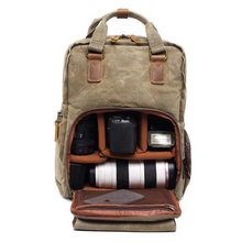 Load image into Gallery viewer, Waterproof Waxed Canvas Camera Backpack
