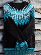 Load image into Gallery viewer, Womens Chunky Jacquard Round Neck Sweater with a Nature Inspired Pattern in Eight Colors
