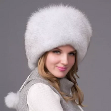 Load image into Gallery viewer, 100% Natural Fox Fur Hat Women Cap Thick Fur Cap Winter Warm Hat Female Fashion For Women Hat With Earmuffs Hat
