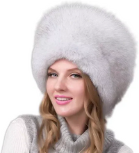 Load image into Gallery viewer, 100% Natural Fox Fur Hat Women Cap Thick Fur Cap Winter Warm Hat Female Fashion For Women Hat With Earmuffs Hat
