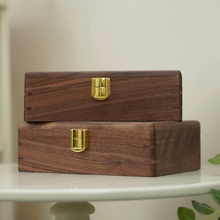 Load image into Gallery viewer, Walnut Jewelry Box for Rings and Earrings with Glass Lid
