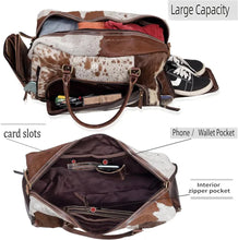 Load image into Gallery viewer, Cowhide Leather Duffle Bag, Handmade Unisex Travel Weekender
