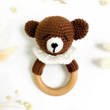Load image into Gallery viewer, Baby Rattle in Wood and Crochet
