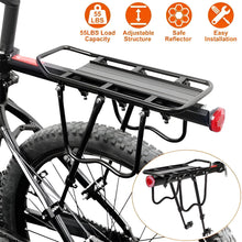 Load image into Gallery viewer, Quick-Release Aluminum Bike Rear Rack with Reflective Plate
