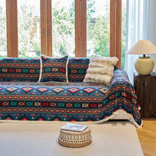 Load image into Gallery viewer, Nomad Dream Boho Couch Cover, Vintage Geometric Chenille Furniture Protector
