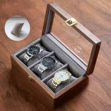 Load image into Gallery viewer, Walnut Watch Collection Box with Glass Top Display
