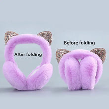 Load image into Gallery viewer, Plush Cat Ear Earmuffs for Winter
