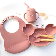 Load image into Gallery viewer, Baby Mealtime Set with Bib and Straw Cup
