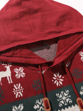 Load image into Gallery viewer, Christmas Hooded Sweater with Reindeer, Snowflake and Star Patterns and a Drawstring Hood in Two Styles
