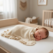 Load image into Gallery viewer, Ruffle Baby Blanket Embroidered Soft Knitted Newborn Blanket
