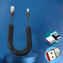 Load image into Gallery viewer, Universal Spring Telescopic Fast Charging Cable USB-C &amp; Lightning
